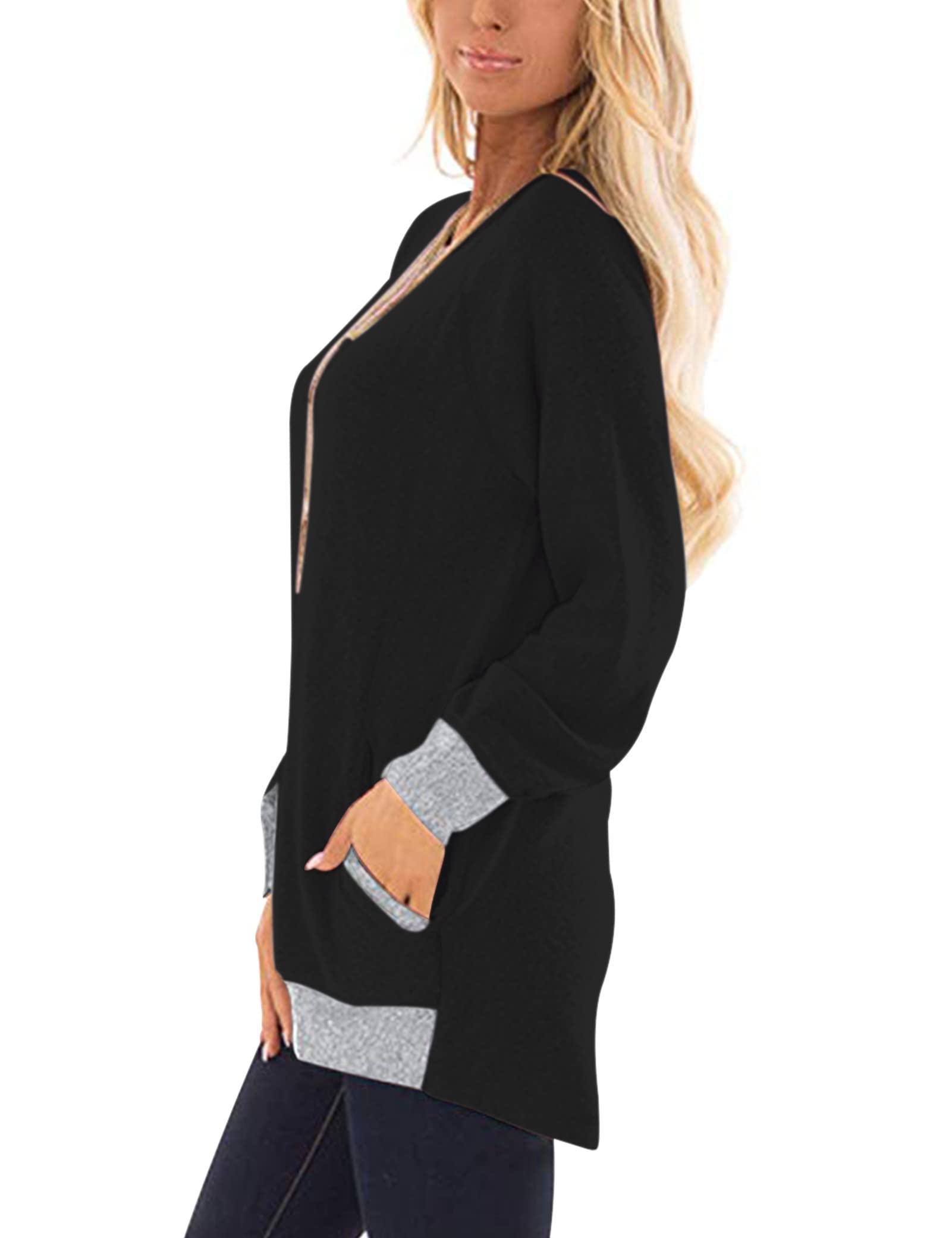 AUSELILY Camicia a Maniche Lunghe da Donna Top con Tasche