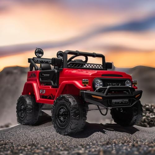 SPOFLYINN Kids Ride On Toy Car, 12V Rechargeable Battery Powered Children 4 Wheels W/Remote Control, Foot Pedal, 3-5 Km/h, Music, LED Headlights for Children Aged 37 to 96 Month Red