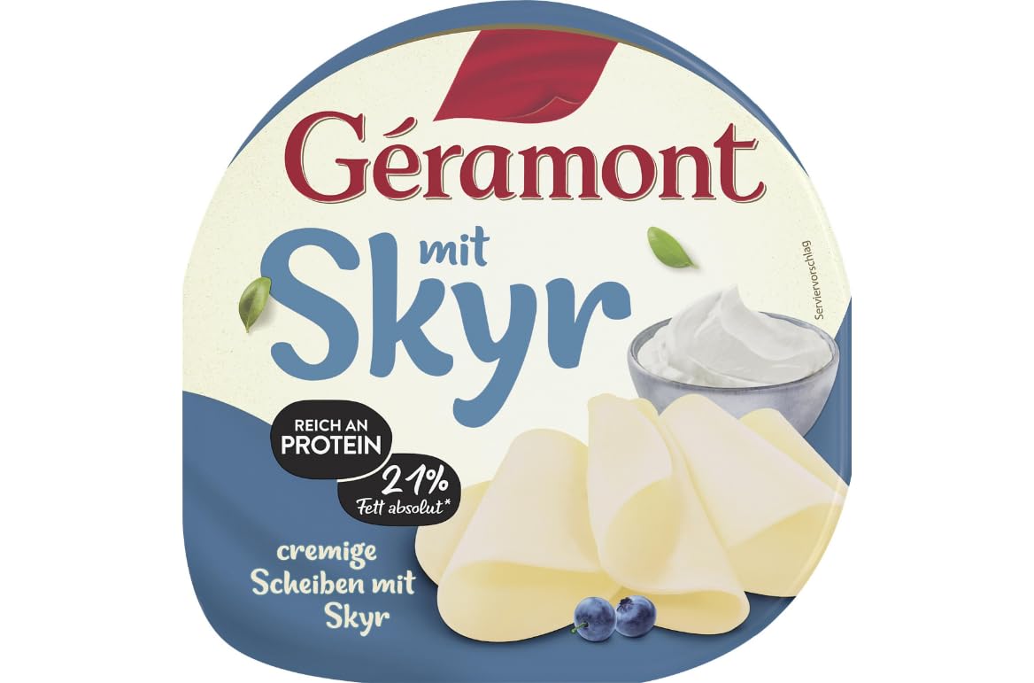 PUFAI Bundle – Géramont Weichkäse Scheiben mit Skyr 150 g x 4 | Schnittfertiger Weichkäse | Kühlpflichtiges Milchprodukt