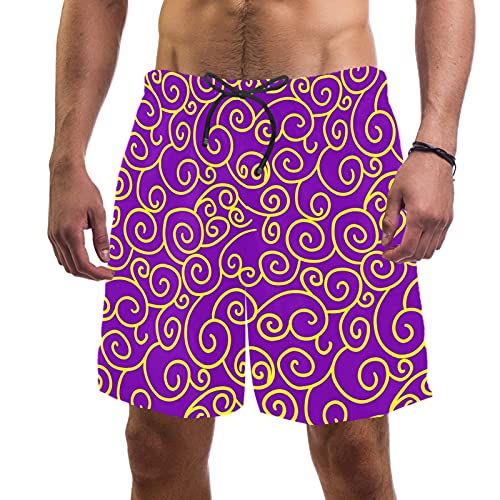 Short de bain pour homme idéal plage et piscine Chinese Clouds violet multicolore en taille L
