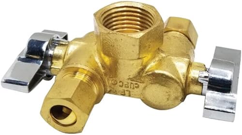 MaxLLTo Reemplazo de 1/2 pulgada Comp x 3/8 pulgadas Comp x 1/4 pulgada Comp Dual Outlet/Dual Apagado 1/4-Válvula de parada de ángulo de giro para