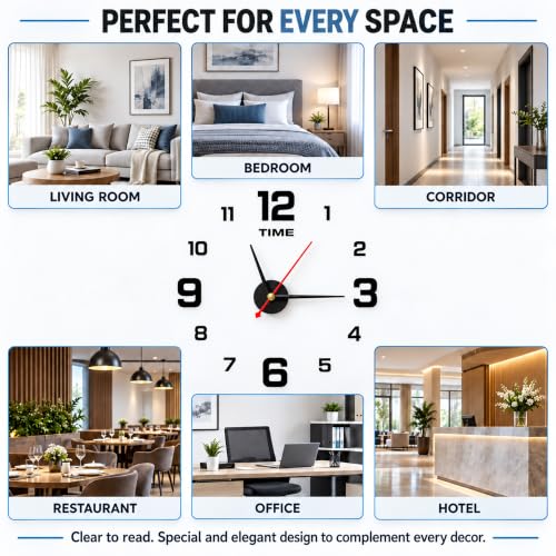 Image of Sehaz Artworks DIY Frameless Silent Wall Clock for Bed Room - 30 X 30 Cm