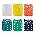 ALVABABY Baby Cloth Diapers One Size Adjustable Washable Reusable for Baby Girls and Boys 6 Pack + 12 Inserts 6BM102