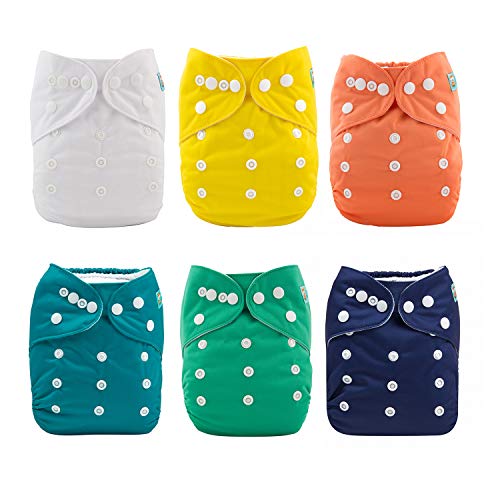 ALVABABY 6 Pack Cloth Diaper with 12 Inserts One Size Adjustable Washable Reusable Diaper Cover for Baby Girls and Boys by ALVA - Used condition - US$27.25