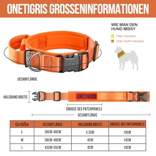 OneTigris Hunde Halsband mit Metallschnalle für Hunde Orange S