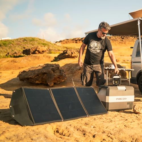 Prime Tech Mobiles Solarpanel 120W faltbar für 12V Blei-Akku inkl. MPPT-Laderegler & Krokodilklemmen Autarke Stromversorgung für Camping Outdoor