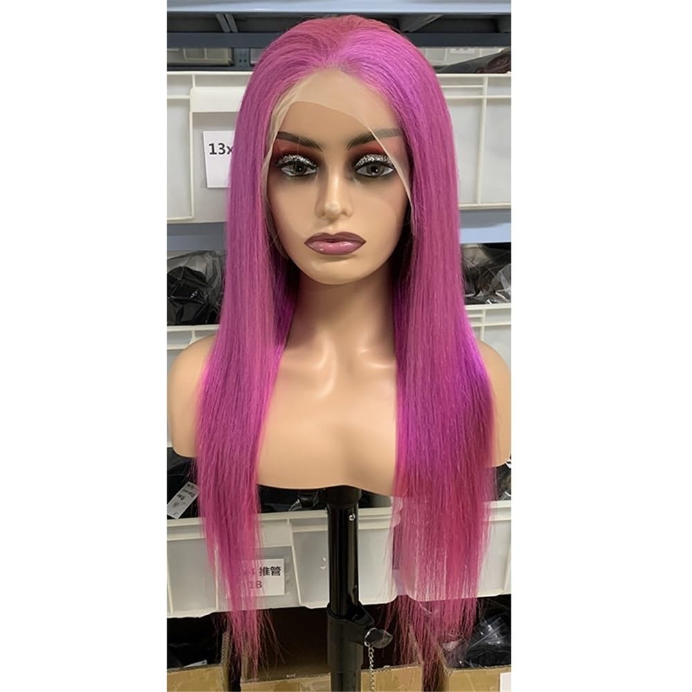 xiuling4568 13x4 Lace Front Wigs for Women Human Hair Pre Plucked Straight Colored Glueless Wig 180 Density Hairs Extensions(Purple,14inch)