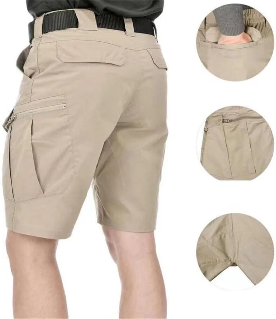 Men's Cargo Shorts Summer Outdoor Quick-Dry Elastic Waist with Multiple Pockets for Camping Hiking Climbing