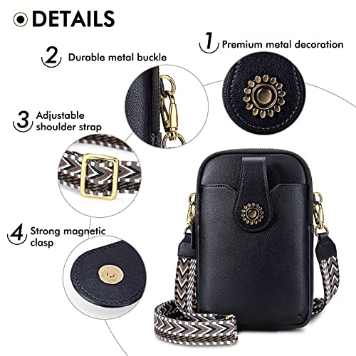 RONSIN Leather Small Crossbody Purse for Women Cell Phone Bag Holder Wallet Purse Travel Pouch Adjustable Strap4