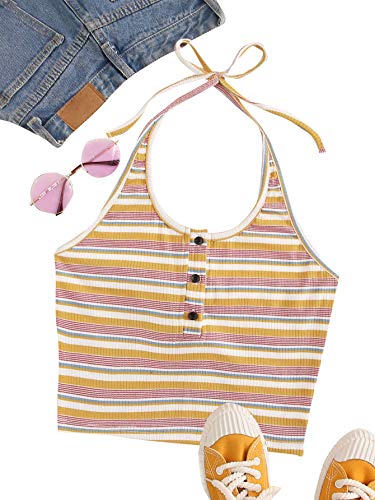 SweatyRocks Women's Casual Sleeveless Vest Halter Crop Top Cami Tank Tops3