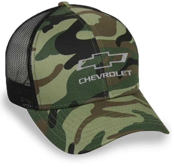 Chevrolet Bowtie Snapback Hat - Structured Mesh Back Cap - Officially Licensed by GM (US Alpha One Size Camo)