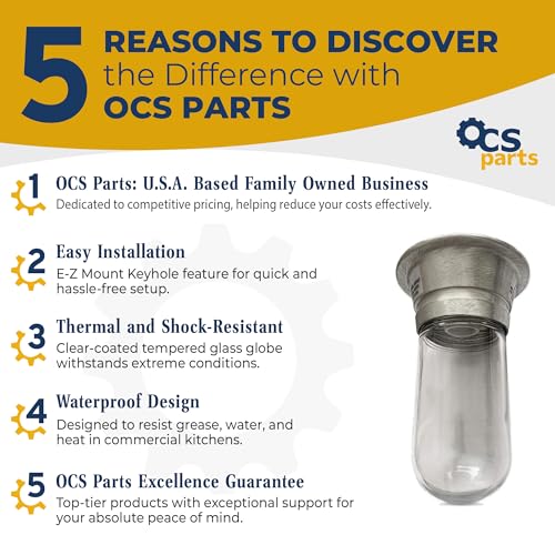 Image of OCS Parts Commercial Kitchen Canopy Hood and Walk-in Refrigeration Lighting | Light Fixture, Globe, LED Light Bulb, and Wire Guard (Light Fixture)