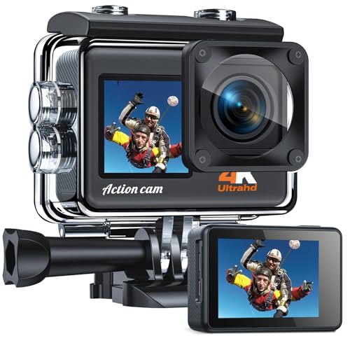 Action Camera 4K, 131FT/40M Waterproof Underwater Cameras, 24MP 170° Dual Screen WiFi EIS...