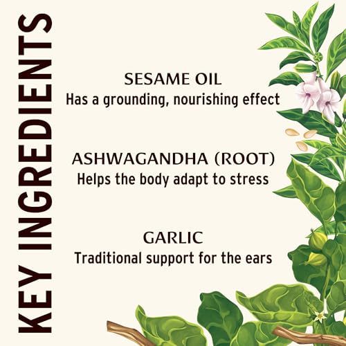Banyan Botanicals Ear Oil – Organic Herbal Oil Ear Drops with Ashwagandha and Garlic – Soothing and Comforting for The Ears – 1 oz – Non GMO Sustainably Sourced Vegan