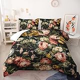 Nttopship Bettwäsche-Set mit Blumenmuster, 3-teilig, für Kinder, Teenager, Erwachsene...