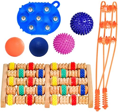 Wooden Foot Massager Roller, Foot Roller Massager for Plantar Fasciitis Relief, Foot Roller for Foot Pain Relief Massage, Massage Ball Set for Myofascial Release Deep Tissue, Men Women Gift, 7 Pack