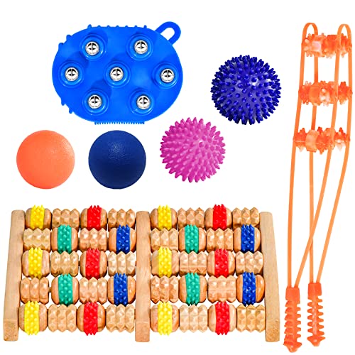 Wooden Foot Massager Roller, Foot Roller Massager For Plantar Fasciitis Relief, Foot Roller For Foot Pain Relief Massage, Massage Ball Set For Myofascial Release Deep Tissue, Men Women Gift, 7 Pack #TOP25