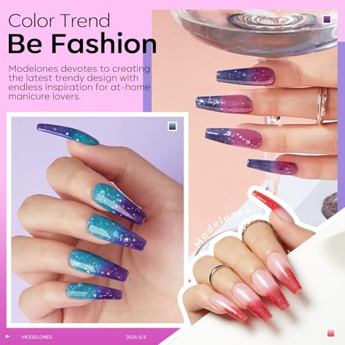 image for modelones Color Changing Gel Nail Polish, 6 Colors Orange Blue Purple 