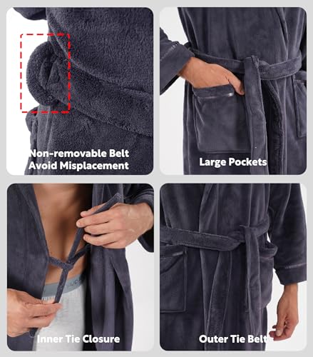 Image of DAVID ARCHY Men's Soft Fleece Plush Robe Full Length Long Bathrobe