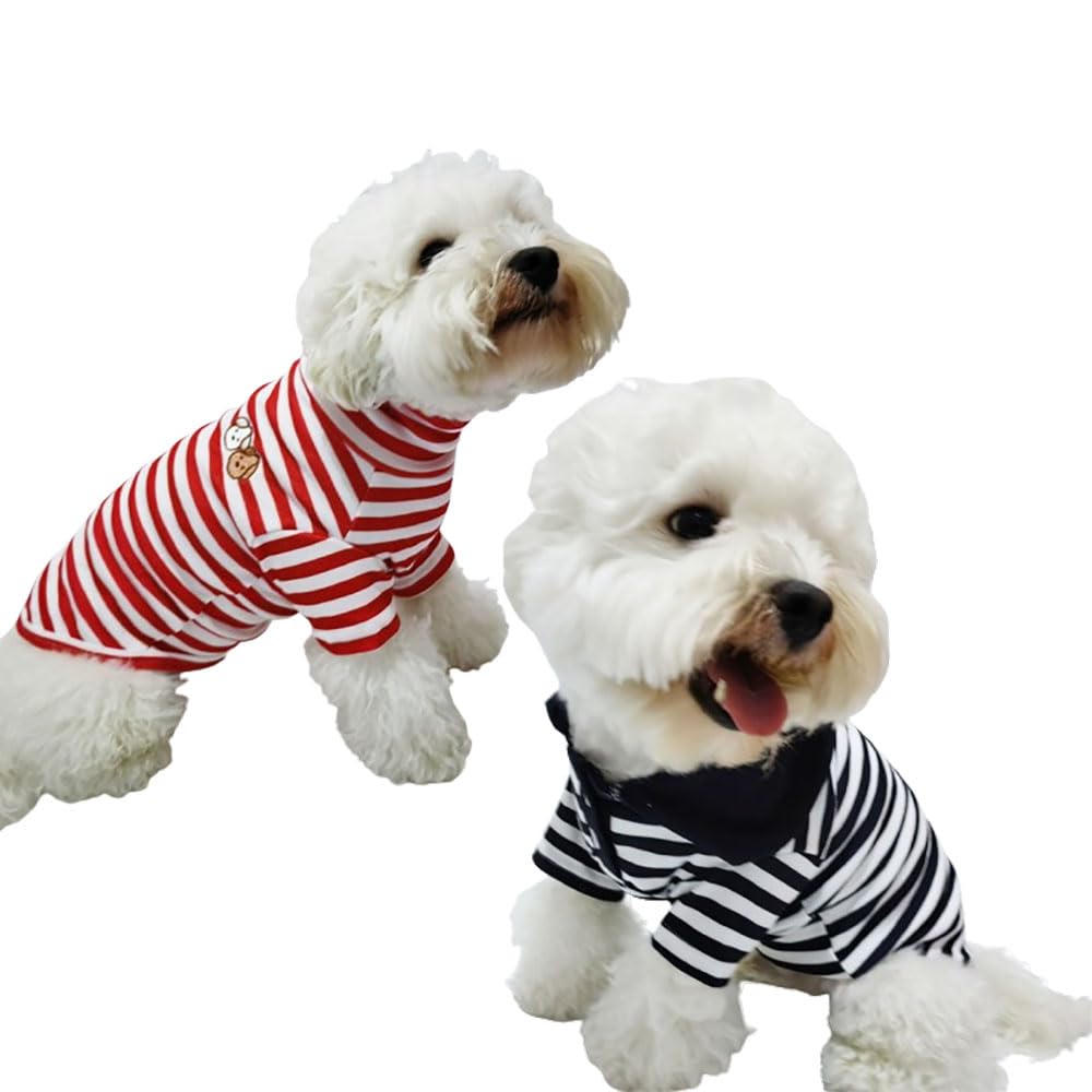 Haustierkleidung für große Hunde, 2er-Pack, weiche Welpenbekleidung, Katzen-T-Shirts, gestreifte T-Shirts, weiche, atmungsaktive Hunde-Shirts