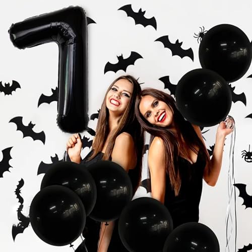 Image of Number Balloons Black Party Balloon - Giant Number 7 Balloon, 40 Inch Large Balloon for Birthday Decorations, Black Party Supplies for Men Women