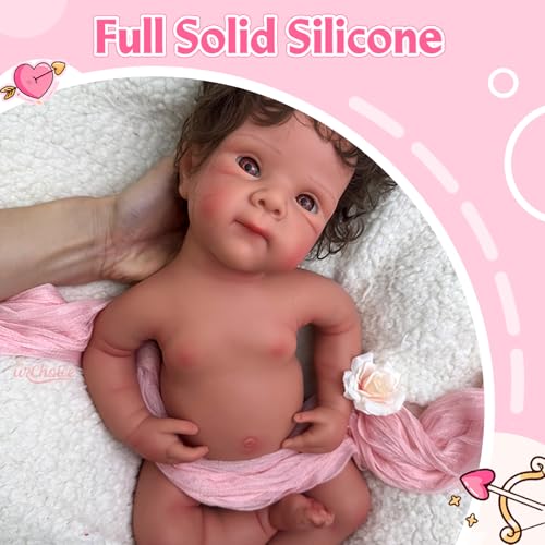 19 inch Open Mouth Full Body Silicone Baby Dolls with Hair, Lifelike Soft Reborn Baby Doll Girl Anatomically Correct Newborn Babies – Bild 5