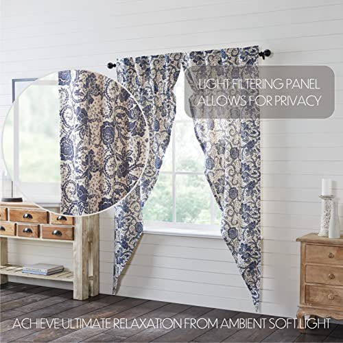 VHC-Brands-Dorset-Farmhouse-Prairie-Curtain-Panels-Floral-Navy-84x36x18-Set-of-2 VHC Brands Dorset Farmhouse Prairie Curtain Panels Floral Navy 84x36x18 Set of 2