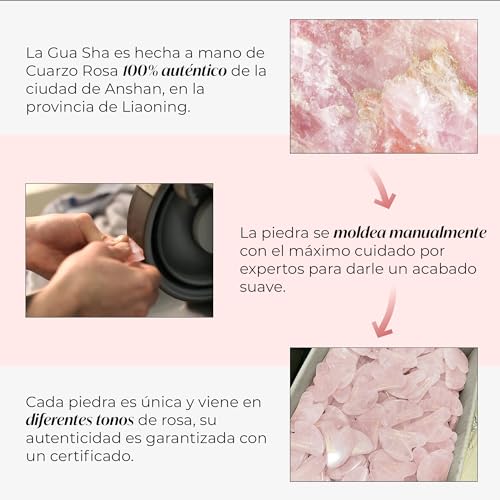 PLANTIFIQUE Gua Sha de Cuarzo Rosa Auténtico - Masajeador Facial Antiarrugas para Tonificar la Piel - Guasha Facial Piedra Natural - imagen 5