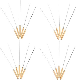 SECFOU 20Pcs Aço Inoxidável Kebab Stick Churrasco Agulhas Espetos De Aço Assar Peru Cachorros-Quentes Ferramentas De Madeira Espeto De Churrasco Aço Inoxidável Espeto De Churrasco De Aço