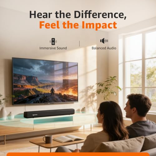 Image of amazon basics 160W Soundbar with Subwoofer, 2.1 Channel Sound System for TV, 6.5 inch Bass Driver, HDMI ARC, Optical, Bluetooth 5.3, USB, AUX, Remote Control, Black
