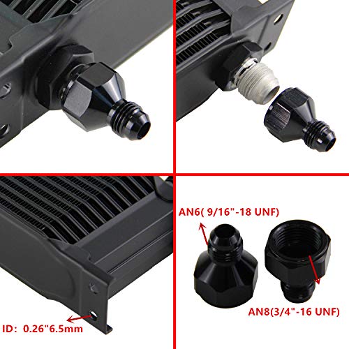 PKSABB 13 Row Oil Cooler Mounting Bracket Kit 8AN Stacked Plate Engine Oil Cooler Aluminium Transmission Oil Cooler Black British Radiator with 2Pcs Fittings AN8(3/4