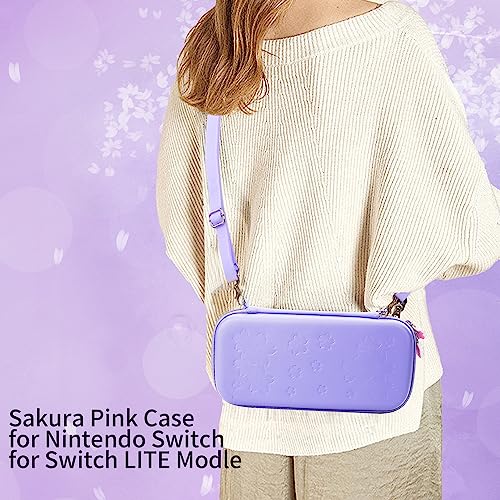 FANPL Case bundle for Nintendo Switch Lite Accessories, Carrying Case for Switch Lite with Soft TPU Protective Cover and Screen protector, 2 Thumb Grips, Shoulder Strap (Purple)
