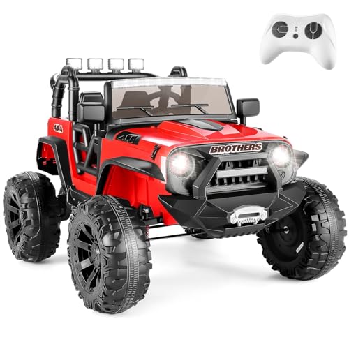 Hikole 24V Power Wheels with Remote Control Ride On Car Toys for Big Kids 2 Seater, 24 Volt Ride on Toy Car for Girls Boys, 9AH Battery, 3 Speeds, Bluetooth, LED Lights, Suspension, Red