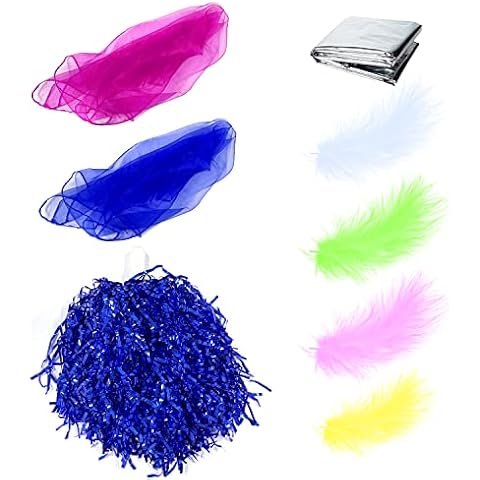 8 Piece Baby Sensory Set, Foil Blanket Candy Color Feather Cheerleading Pom Poms Scarf, Baby Gift Sensory Toddler Toys, Color Recognition for Newborn Infants and Toddlers Cover