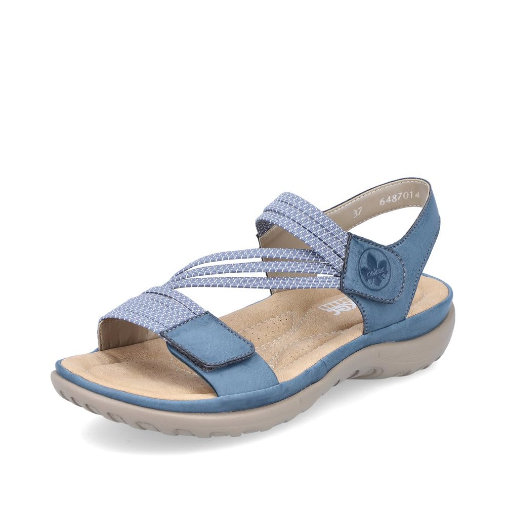 Rieker Mujer Sandalias 64870, Señora Sandalias,Zapatos De Verano,Sandalias De Verano,cómodas,Planas,Azul (Blau / 14),36 EU / 3.5 UK