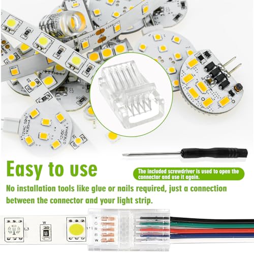 EPLZON 5 Pin 12 mm LED Strip Connector for RGB Lights, Quick Wire Adapter - Image 4
