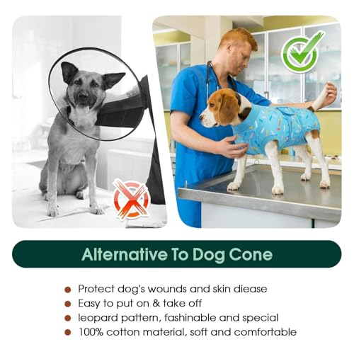 Image of Kuoser Dog Surgery Suit, Female Dog Recovery Suit Doggie Onesie for Surgery | Comfy Recovery Suit for Dogs, Post-Op Onesie for Female & Male Dogs, Soft Protective Wear