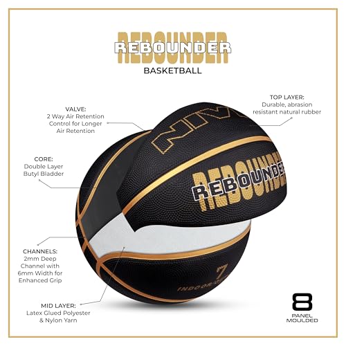 Image of NIVIA Rebounder Basketball, As per Match Standard, 8 Panels, Soft Rubber Molded with Pebbled Texture, Butyl Bladder, to Play on All Indoor & Outdoor Surfaces