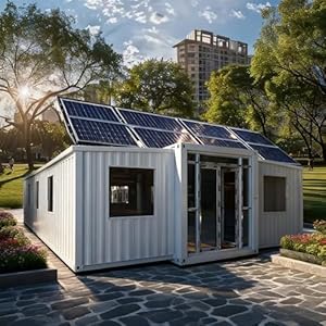Tiny Houses to Live in for Adults, Solar-Powered Expandable Modular Tiny Home – Luxury Prefab Container House with Bedroom, Bathroom, and Kitchen – Mobile Folding House for Off-Grid Living
