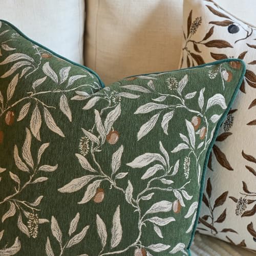 Image of Alerfa Green Floral Throw Pillow Cover 20 x 20 Inch Sqaure Luxury Decorative Pillow Cover for Couch Living Room Bedroom