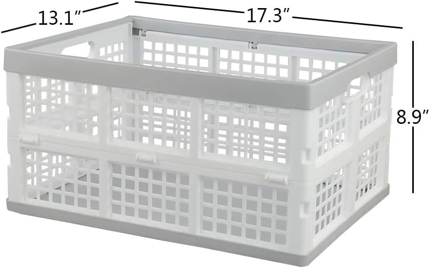 Vababa 28 L Plastic Collapsible Storage Bins, Stacking Utility Foldable Basket, Set of 3