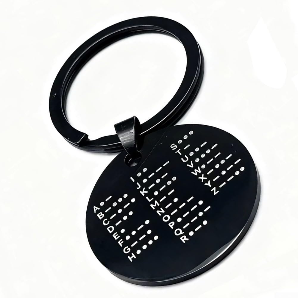 Radio amateur CW - Pièce d'entraînement au code morse avec construction en acier inoxydable et facteur de forme compact pour un transport pratique et une pratique à la demande (rond noir)