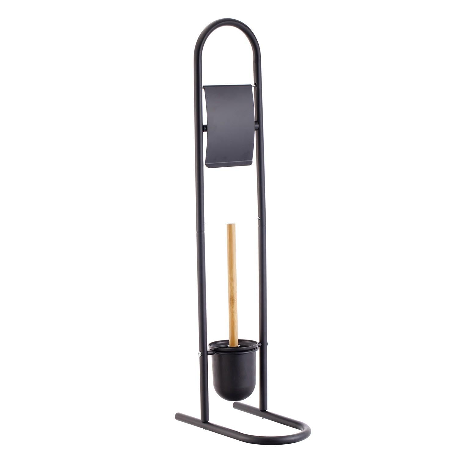 Serviteur WC noir mat DRW en métal haut de gamme 30 x 16 x 79 cm