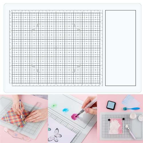 Briartw Magnetic Glass Craft Mat for Cutting Stamping Mixed Media Heat Embossing and Hot Glue Projects,White Scratch and Heat Resistant Glass Media Cutting Mat,10.24