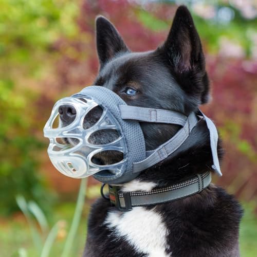 Baskerville INVISA Maulkorb - Patentiertes hundefreundliches Design, Hunde können hecheln/Trinken, verstellbar, gepolstert, Maulkorb für große Hunde, verhindert Beißen und Stöbern (Größe 5)