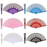 UNICRAFTALE 12 Stück 6 Farben Faltfächer 250mm Vintage Spitze Faltfächer Stofffaltfächer DIY Dekoration Geschenk Für Hochzeiten Tanzpartys Musikfestivals