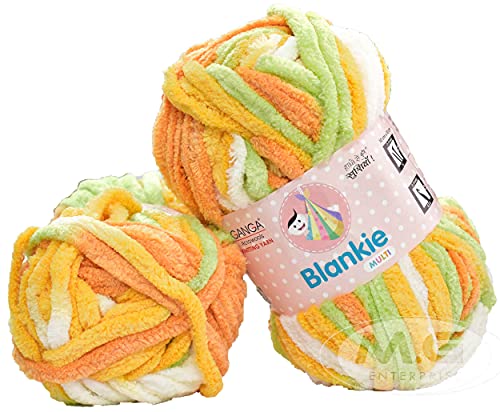 Image of Ganga Knitting Yarn Thick Chunky Wool, Blankie Mango 500 gm Best Used with Needles, Crochet Needles Wool Yarn for Knitting, with Needle. by Ganga M