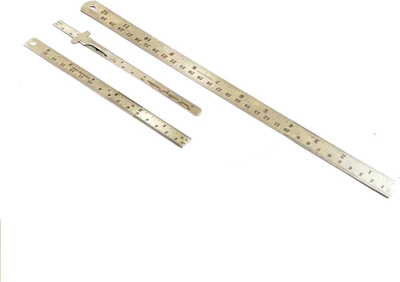 Stainless Steel Measuring Tools (Set of 1 x 6" Depth Gauge cum Ruler, 1 x 6" Ruler & 1 x 12" Ruler)