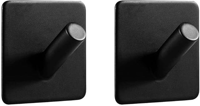 LJLink Wall Hooks Hooks Without Drilling 2 Pack Self Adhesive Hooks Modern Hooks for Bathroom Kitchen Bedroom Office, Matte Black