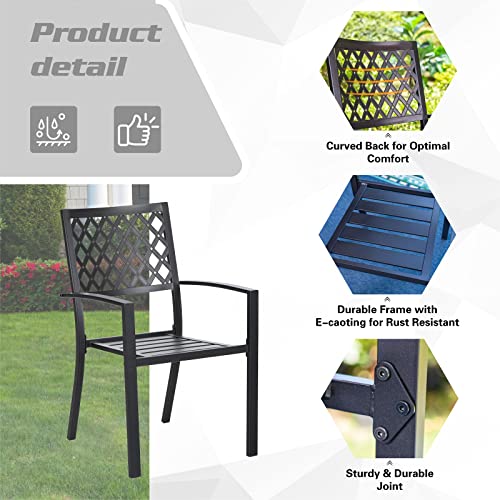 Phi Villa Patio Dining Set Wrought Iron Outdoor Table And Chairs Furniture Set 5 Piece, 37" Square Bistro Table With Umbrella Hole And 4 Backyard Garden Chairs Support 300Lbs For Deck, Lawn, Garden #TOP5